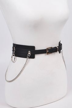 Black leather belt with silver chains Punk Black Chain Belt With Belt Loops, Black Punk Chain Belt With Belt Loops, Black Chain Belt For Night Out, Chic Black Chain Belt With Removable Feature, Black Leather Belt Buckles For Parties, Chic Black Chain Link Belt, Trendy Black Chain Belt With Removable Feature, Adjustable Black Chain Belt, Adjustable Black Chain Belt With Chain Strap