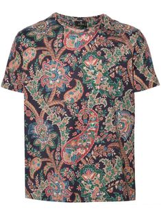 multicolour cotton paisley print crew neck short sleeves straight hem Latest T Shirt, Summer Beach Wear, T Shirt Vest, Light Jacket, Jacket Style, Paisley Print, Jean Coat, Shirt Jacket, Clothes For Sale