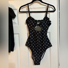 Cupshe Polka-Dot Cut-Out One Piece Swimsuit, Size M. Brand New With Tags, Never Worn! Polka Dot One-piece Beachwear Swimwear, Polka Dot One-piece Beachwear, Polka Dot One-piece Swimwear For Vacation, Chic Polka Dot Swimwear For Spring, Swimsuit Wrap, Colorblock Swimsuit, Cupshe Swimsuits, Orange Swimsuit, Black Bathing Suits