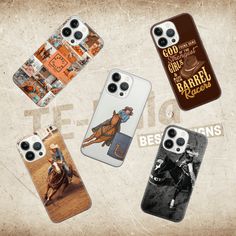 four phone cases with cowboy images on them