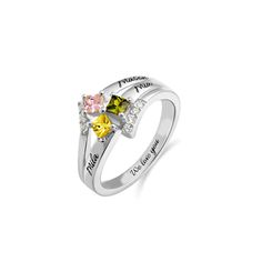 Gift your mothers a ring to say thank you. Our princess cut mothers ring is an excellent choice. The dazzling design feature three shimmering birthstones. Choose up to three names to be engraved next to each birthstone and choose a short phrase to be engraved on the inside of the band. Celebrate your mother's eternal love. Meticulously handcrafted from .925 Sterling Silver and your choice of plating options: 18K Gold or 18K Rose Gold. Engraving Font: Birthstone Choices: Homemade Birthday, Engraving Fonts, Mom Ring, Daughter Jewelry, Mother Rings, Couple Jewelry, Xiamen, The Promise, Simple Beauty