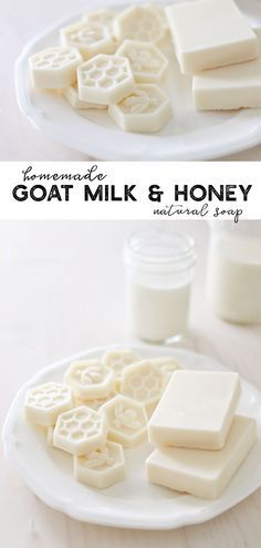 homemade goat milk and honey squares on a white plate