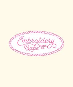 the emblem for embroidery babe design co, with braids and stars in pink on white