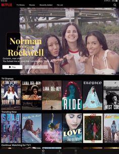 the netflix homepage is shown with many movies on it's screen and an image of two women