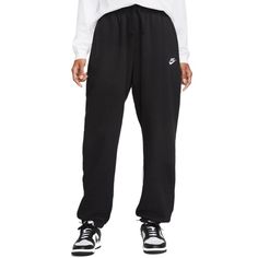 Black Nike Sweatpants With A Mid-Rise Elastic Waistband And Pockets. Embroidered Logo. Soft And Warm. Lined With Brushed Fleece. Elastic Cuffs. Oversized Fit. Inseam 31”. 80% Cotton, 20% Polyester. New With Tags! The Price Tag Came Off But The Other Tag Is Still Attached. The Material Tag Is Frayed But The Pants Are Brand New And In Perfect Condition! Senior Clothes, Black Nike Sweatpants, Wishlist 2022, Nike Clothes, Sweatpants Nike, Oversized Sweatpants, Nike Sportswear Club Fleece, Holiday Wishlist, Latina Fashion