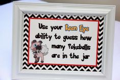 a framed sign that reads use your koala eye ability to guess how many foldables are in the jar