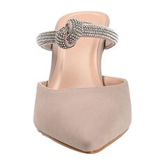 This slip-on stiletto with a rhinestone-covered strap is sure to become the focus of the room. The Lunna heels by Journee Collection are crafted with supple vegan leather and a padded insole. A sassy pointed-toe finishes this slip-on mule for an effortlessly chic finish. Closure Type: Slip-OnShoe Heel Height: 3 InchesUpper/Outer Base Material: 100% PolyuretheneShoe Lining Material: PolyurethaneSole Material Content: 100% PolyurethaneToe Type: Pointed Toe, Closed ToeCare: Spot CleanHeel Style: St Chic Synthetic Heels For Events, Slip-on High Heel Evening Heels, Slip-on High Heels For Evening, Chic Slip-on Low Heel Shoes, Chic Slip-on Low Heel Heels, Evening Slip-on High Heels, Chic Slip-on Party Heels, Chic Slip-on Heels For Party, Chic Party Slip-on Heels