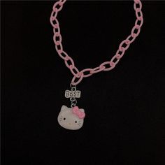 y2k-kawaii-fashion-Hello Kitty Friendship Necklace-Hello Kitty (BEST-Pinky Dollz Trendy Pink Charm Necklace For Friendship, Trendy Pink Hello Kitty Jewelry, Trendy Cat Design Jewelry Gift, Trendy Cat Design Jewelry For Gift, Hello Kitty Best Friends, Best Friends Necklaces, Friendship Necklace, Friendship Necklaces, Friend Necklaces