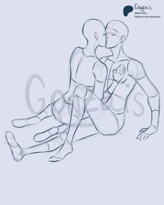 a drawing of two people sitting on the ground with their arms around each other and kissing