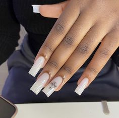 Milk Colored Nails, Milk Color Nails, Milky Nails Ideas, Cross Nails, Milk Color, Solid Color Nails, Milky Nails, Long Square Acrylic Nails, Pink Acrylic Nails