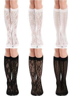 PRICES MAY VARY. Good Quality Fabric: These lace knee high socks for women are mainly made of good-quality nylon material, which is soft, breathable, elastic, and not easy to fall off.Have wonderful workmanship, and lace socks women are not easy to fade or tear. White knee high socks are comfortable and cool to wear in hot summer, bringing you a smooth and comfortable wearing experience. The lace knee high socks for women are recommended to clean with warm water Classic Lace Pattern: The lace kn White Knee High Socks, Socks Lace, White Fishnets, Sheer Socks, Silk Stockings, Warm Shoes, Lace Socks, Socks For Women, Knee High Socks