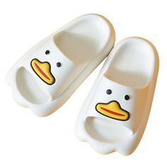 The Open Toe Duck Slides ﻿are perfect for the summer. They are made with soft and cushy materials that are also waterproof making them great shoes to take to the beach, pool or waterpark! Not to mention the absolutely adorable duck design of these shoes. FEATURES: Style Open toe Season Spring/Summer Sole Flat Vamp material EVA COMFORTABLE MATERIAL: The Open Toe Duck Slides are made of high-density material. These are light, soft, breathable, and waterproof, and their excellent flexibility and du Cute Slippers Fluffy Animals, White Eva Slide Slippers, Playful Non-slip Slip-on Slides, White Non-slip Eva Slippers, Non-slip Closed Toe Eva Slides, Cute Non-slip Slides For The Beach, Cute Non-slip Slides For Beach, White Non-slip Eva Slides, White Eva Slip-on Slippers