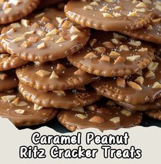 a pile of caramel peanut ritz cracker treats