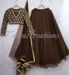 Brown Lehenga, Simple Lehenga, Trendy Outfits Indian, Indian Outfits Lehenga, Long Gown Design, Lehenga Designs Simple, Desi Fashion Casual, Half Saree Designs