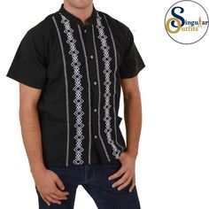 Mexican Guayabera Shirt SO-TM78134 Singular Outfits Camisa de manta Guayabera Mexican Embroidered Shirt, Mexican Shirts For Men, Mariachi Suit, Traditional Mexican Shirts, Charro Suit, Mexican Shirt, Cuban Shirts, Mexican Shirts, Guayabera Shirt