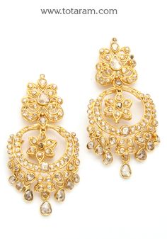 22 Karat Gold Uncut Diamond Drop Earrings ( Chand Bali )
   - 235-DER707 - in 17.200 Grams for USD $2173.63. 
Made in India by Totaram Jewelers Online this product is in Gold - 22 Karat BIS Hallmark 916 KDM Gold  & is an excellent gift for Adult - Women. Ships fully insured with secured guaranteed delivery for free with your order over $250 from New Jersey USA & comes with 30 days exchange policy. Luxury Yellow Gold Round Chandbalis, Luxury Gold Chandbalis For Wedding, Luxury Yellow Gold Chandbalis For Wedding, Luxury Yellow Gold Traditional Chandbalis, Luxury Yellow Gold Chandbalis For Gift, Luxury Gold-plated Chandbalis With Intricate Design, Luxury Gold Plated Chandbalis With Intricate Design, Luxury Traditional Yellow Gold Chandbalis, Luxury Heavy 22k Gold Chandbalis