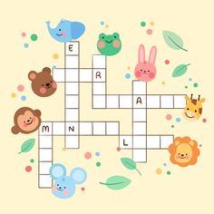 a crossword puzzle with animals and letters