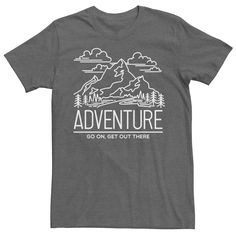 Start your next adventure wearing this men's destination tee. Crewneck Short sleeves FABRIC & CARE Cotton, polyester Machine wash Imported Color: Dark Grey. Gender: male. Age Group: adult. Pattern: Graphic. Material: Cotton / Poly. Pattern Graphic, This Man, Getting Out, Go On, Fabric Care, Dark Grey, Age Group, Short Sleeves, Tops & Tees