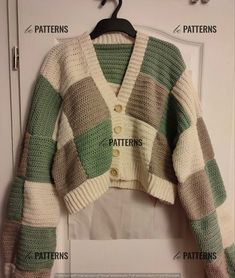 an image of a sweater hanging on a door hanger with instructions to knit it