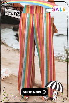 Multicolor Striped Smocked High Waist Wide Leg Pants High Waist Wide Leg Pants, Leg Pants, Wide Leg Pants, Wide Leg, High Waisted, Pants