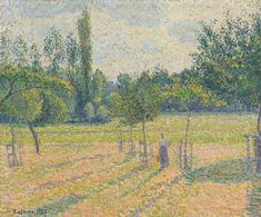 a painting of some trees in a field