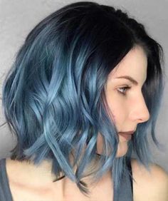 Denim blue ombre hair color Short Blue Hair, Brown Ombre Hair Color, Ombre Hair Color Ideas, Black Hair Ombre, Dark Auburn Hair, Ideas Haircut, Light Pink Hair, Short Ombre Hair