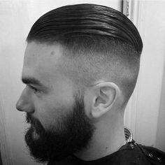 Back Undercut, Slick Back Undercut, Hard Part Haircut, Slick Back Haircut, Beard Haircut, Undercut Pompadour, Long Hair On Top, Haircut Men