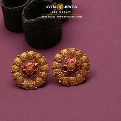 Latest Gold Stud Earrings Designs, Stone Tops Gold, Antique Earrings Studs, Earrings Design Gold, Latest Gold Earrings Designs, Gold Studs Earrings, Antique Gold Earrings