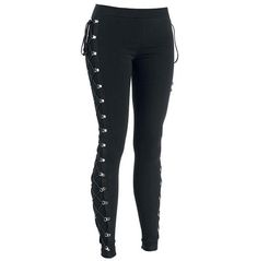 Gothic Punk Women's Side Lacing Black Leggings Punk Style Women, Mode Des Leggings, Leggings Mode, Gothic Leggings, Gothic Pants, Nice Boots, Witchy Aesthetic, Mode Punk, Casual Cargo Pants