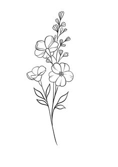 a line drawing of flowers on a white background