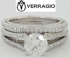 an image of a diamond ring set with the words veragio on top of it