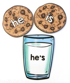 cookie cookies with the word he is spelled in front of them and an image of chocolate chip cookies