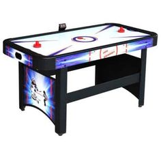 the air hockey table is ready to play