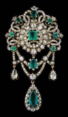 Antique Brooches, Emerald Pendant, Diamond Brooch, Royal Jewelry, Vintage Jewels