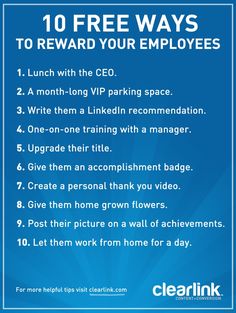 the 10 free ways to reward your employees info from clearink com, click here