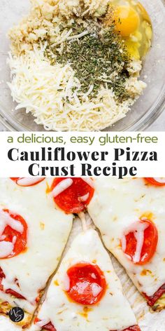 the ingredients to make cauliflower pizza crust recipe