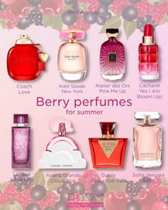 🫐🍓 Tart and juicy berries — great summer picks ⬇️ I can’t stop talking about berry perfumes since they are my favourites, especially for summer. If you check my previous posts, I already shared the raspberry, cherry, strawberry perfumes, and many more. This time I’ll just mention those that are perfect for summer, with various prominent berry notes: ▫️ Coach Love — a juicy pure strawberry scent, my favourite from the brand. ▫️ Kate Spade New York — this one features wild strawberry, so... Kate Spade New York Perfume, Rasberry Perfumes, Raspberry Perfume, Berry Perfume, Lalique Amethyst, Raspberry Fragrance, Atelier Des Ors, Kate Spade Perfume