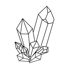 a black and white line drawing of crystals