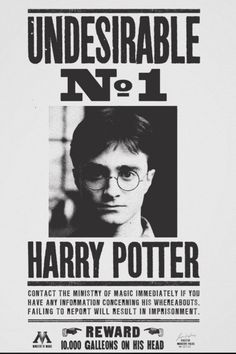 the poster for harry potter's upcoming film, understable no 1 is shown in black and white