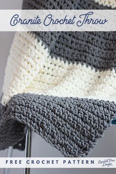 a crocheted blanket sitting on top of a chair with the text, free croche