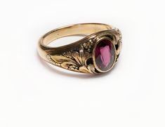 Almandine Garnet Men's Ring.Art Nouveau 14K yellow gold almandine garnet men's ring. Rings size 10.5. Ring has not been polished and therefore it has its original patina. Nowadays, rings come in a variety of interesting designs and high-quality materials, some of which are adorned with precious and semiprecious stones. And when it comes to the vintage and antique ones, you definitely have many exquisite models to explore. Please view our collection of rings. Antique Vintage Rings Vintage Mens Rings Antiques, Men Gemstone Ring, Vintage Ring Men, Stone Ring Design Gold Men, Men Rings Aesthetic, Antique Mens Rings, Antique Wedding Rings Sets, Stone Rings For Men, Masculine Jewelry