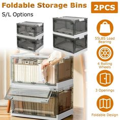 the foldable storage bins are available in three different sizes