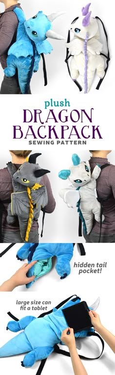 the instructions for how to make an origami dragon backpack with wings and tail