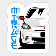 a white car with japanese writing on it