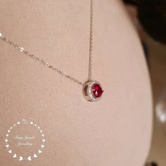 Ruby Necklace Halo 1 Carat 6 Mm Round Cut Genuine Lab Grown | Etsy Ruby Necklace With Brilliant Cut, Brilliant Cut Ruby Necklace In Round Shape, Red Lab-created Ruby Jewelry, Red Gemstone Round Necklace, Red Round Jewelry For Valentine's Day, Ruby Necklace With Prong Setting, Ruby Round Necklace With Prong Setting, Elegant Ruby Round Necklace, Red Birthstone Round Stone Jewelry