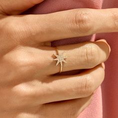 14k Solid Gold Diamond Star Ring Diamond Star Ring Unique | Etsy Star-shaped Diamond Ring Gift, Pointer Finger Ring, Minimalist Diamond Rings, Dainty Diamond Ring, Celestial Ring, Gold Ring Stack, Rose Gold Band, Handmade Jewelry Gift, Diamond Star