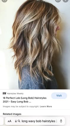 Long Wavy Bob, Wavy Bob Long, Shag Hair, Wavy Bob Hairstyles, Wavy Bob, Hair Idea, Mega Hair, Medium Long Hair, Midlength Haircuts