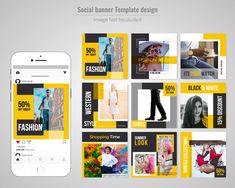 the social media postcard is designed to look like it has been made with yellow and black