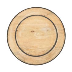 a wooden plate with black trim around the edge