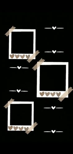 three white frames with hearts on them and one black background, all in different sizes